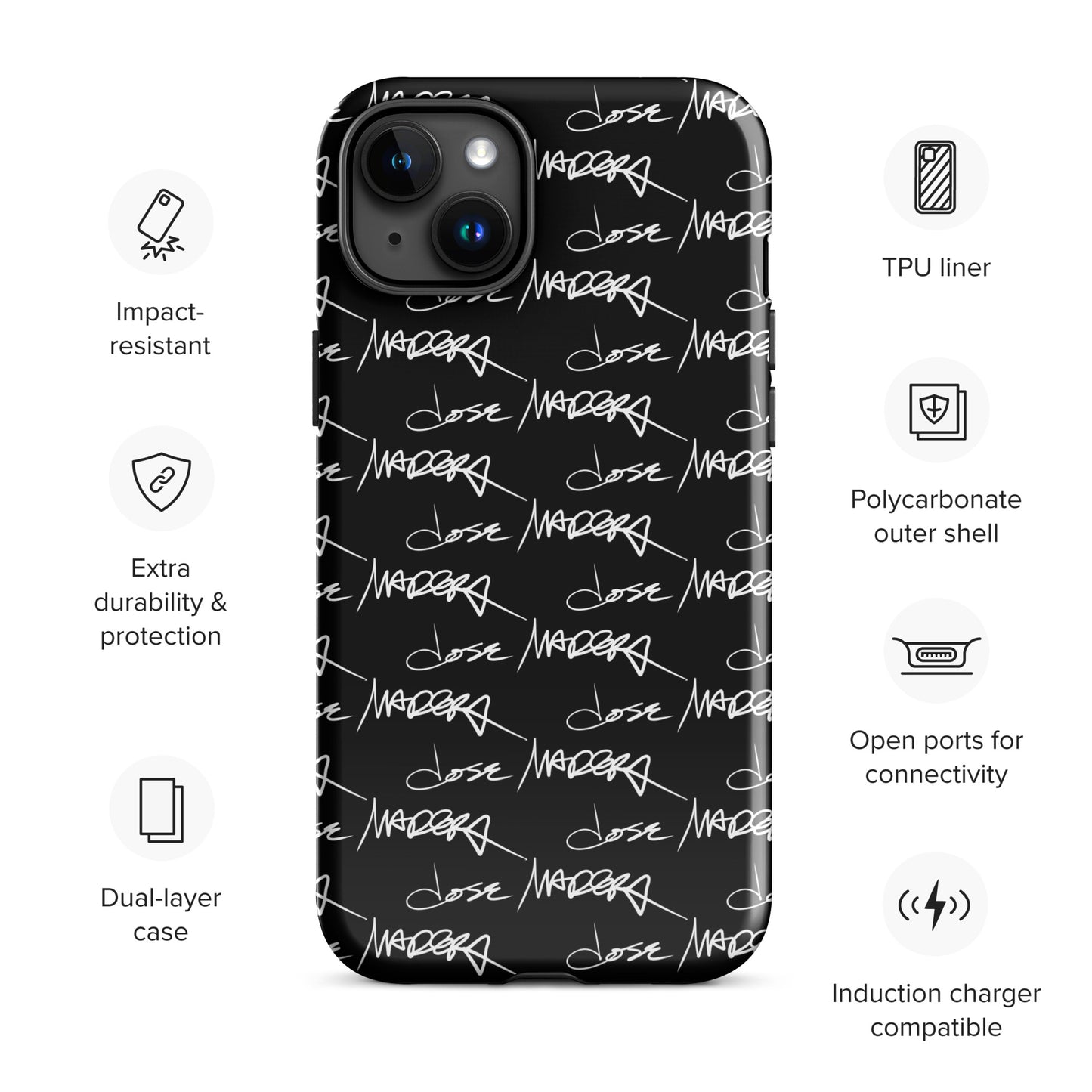 Jose Madera Autograph on Black Tough Case for iPhone®